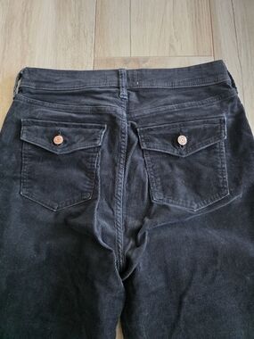 GAP Women's Black Corduroy Wide Leg High Rise Jeans with Flap Back Pockets